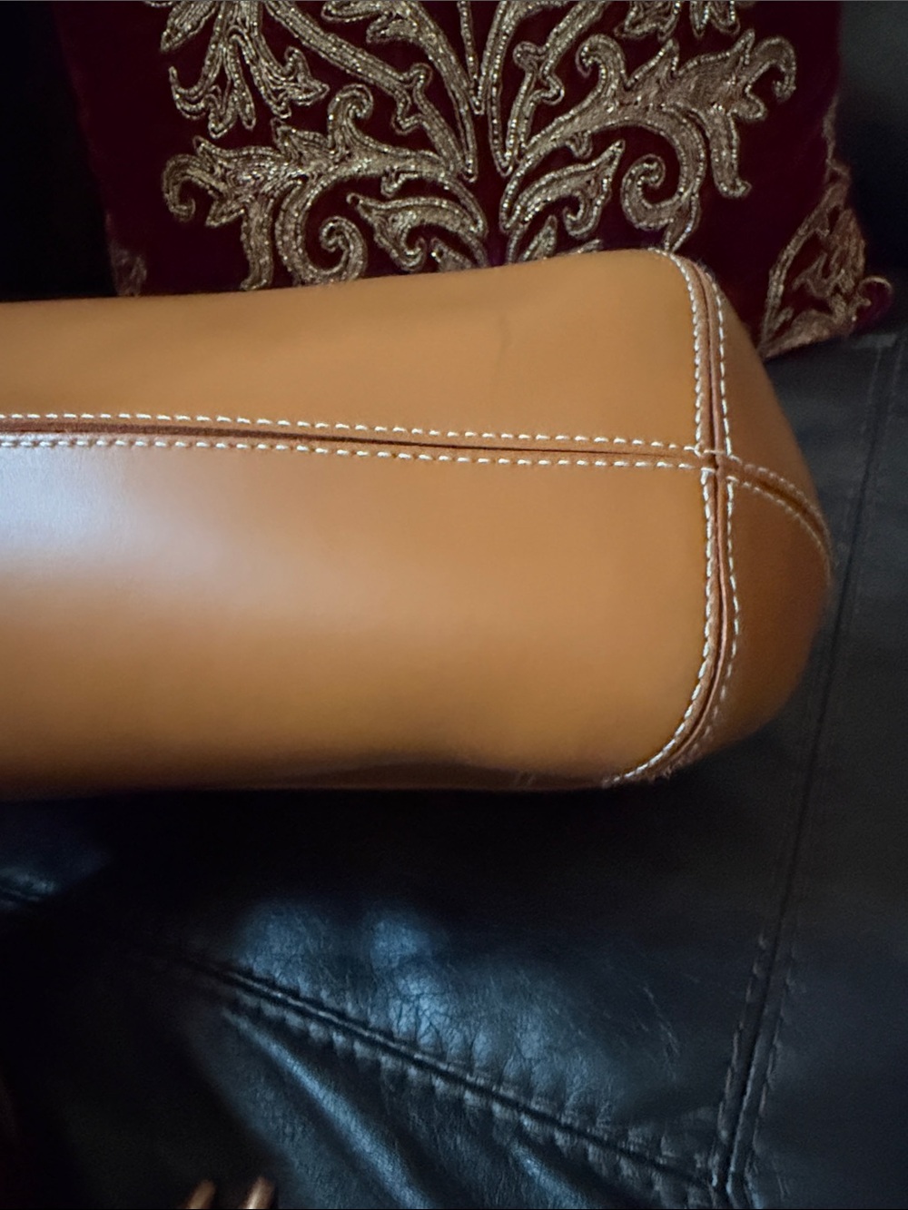 Furla Camel Tan Leather Tote with Circular Belt Accent - Picture 10 of 13